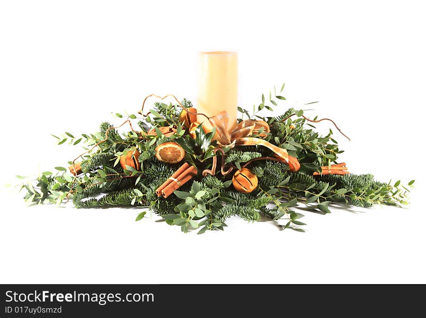 Oranges and cinnamon Christmas table decoration