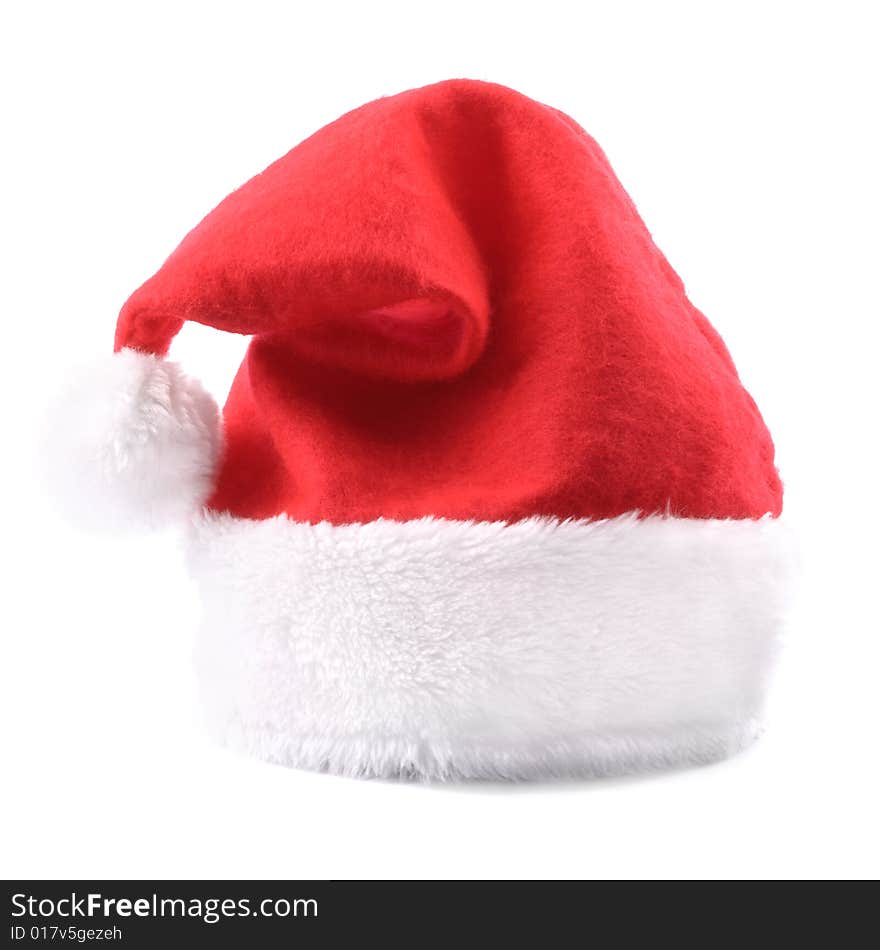 Red Santa hat. Isolated over white