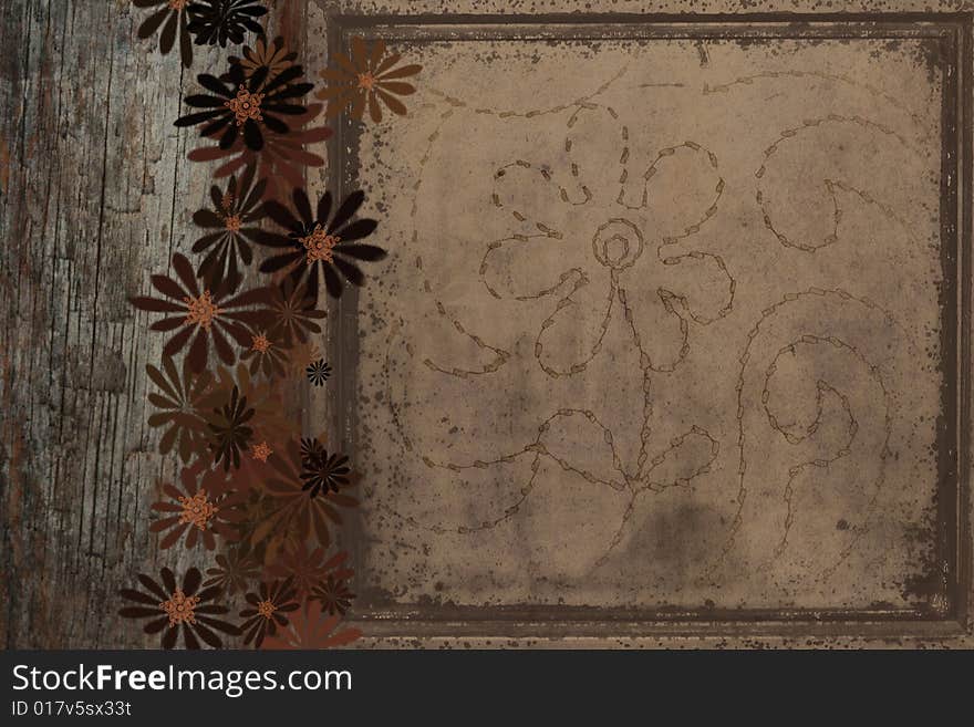 Abstract brown wallpaper with flowers. Abstract brown wallpaper with flowers