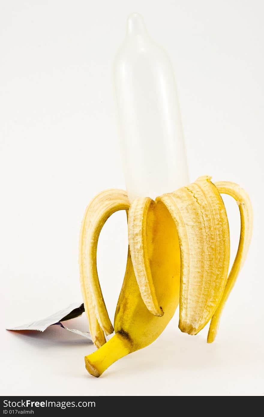 Condom From Banana Isolated