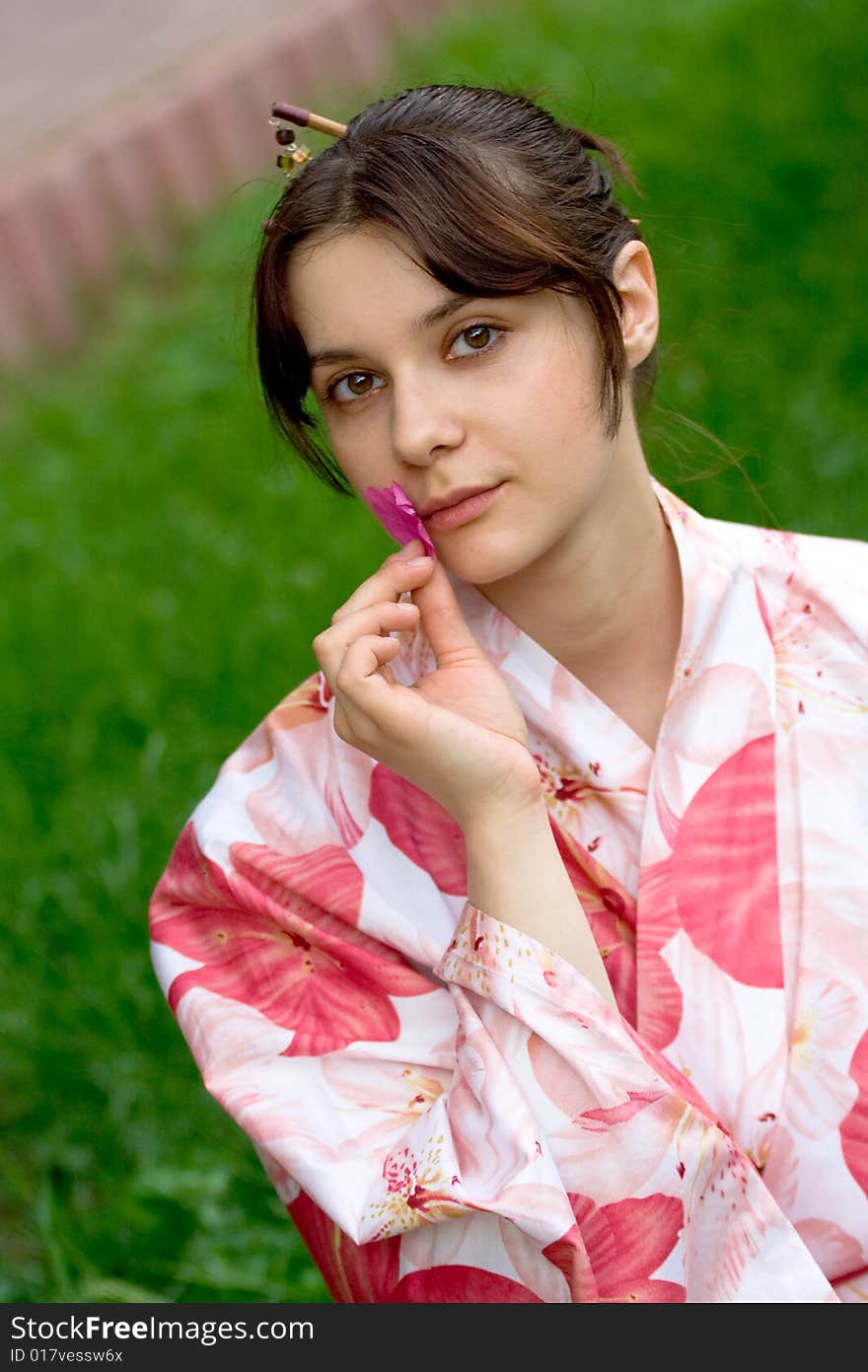 Girl in a flower yukata