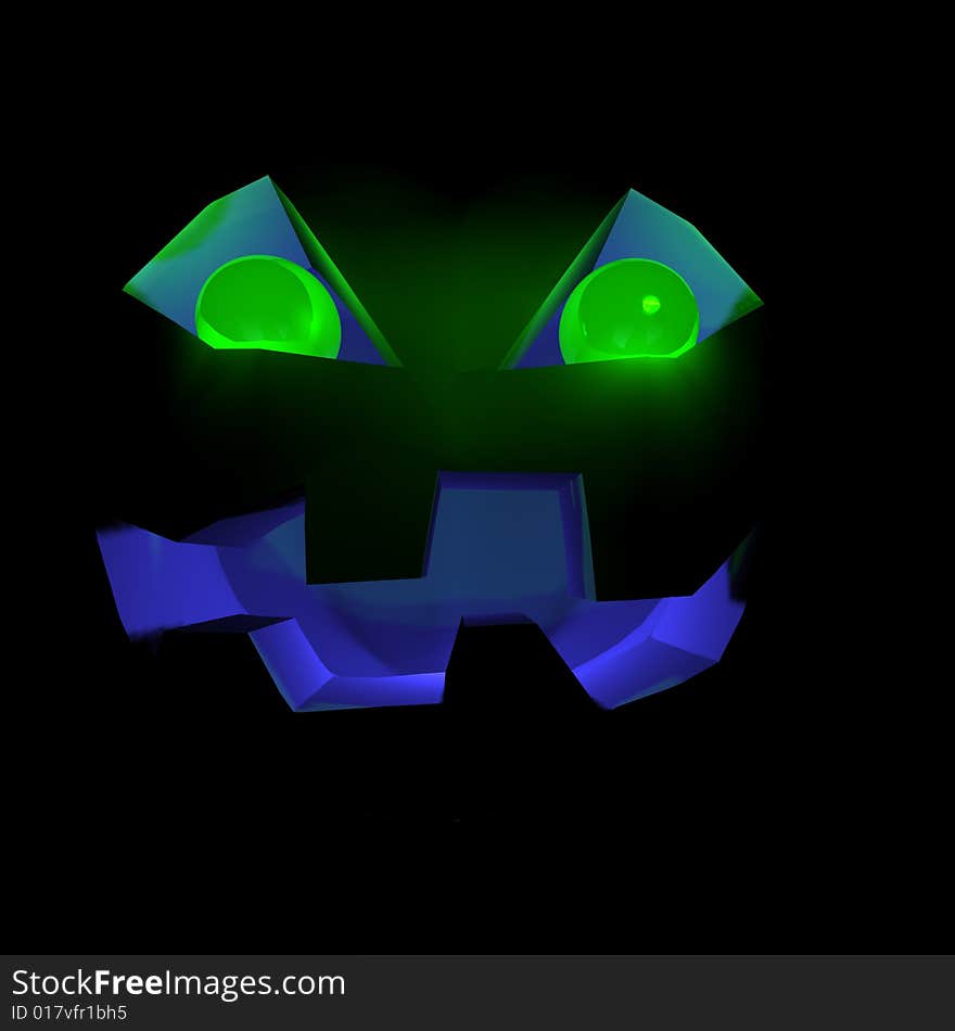 Ghostly Black Jack-O-Lantern - A dark pumpkin for halloween with glowing green eyes.