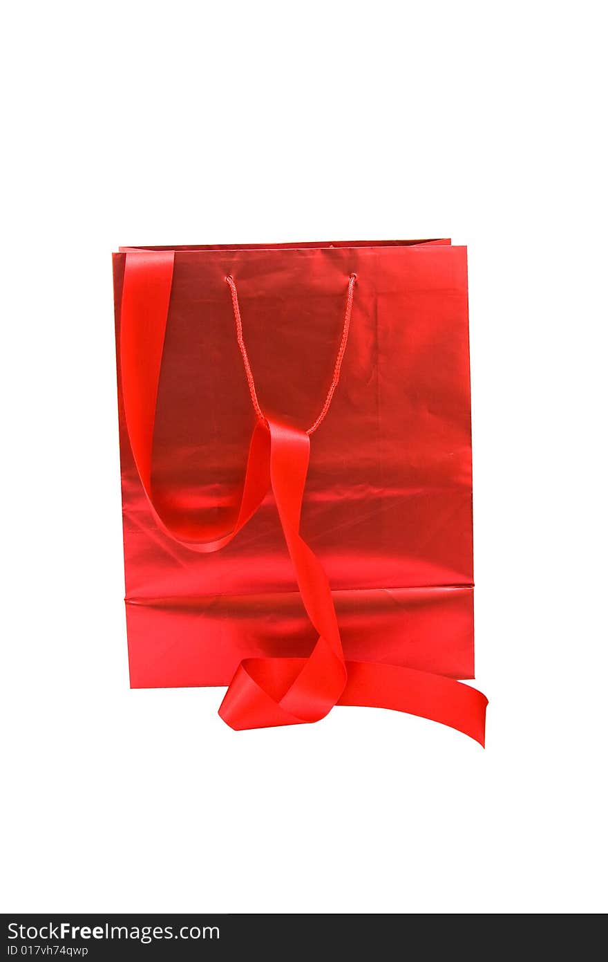 Red gift bag and red ribbon.