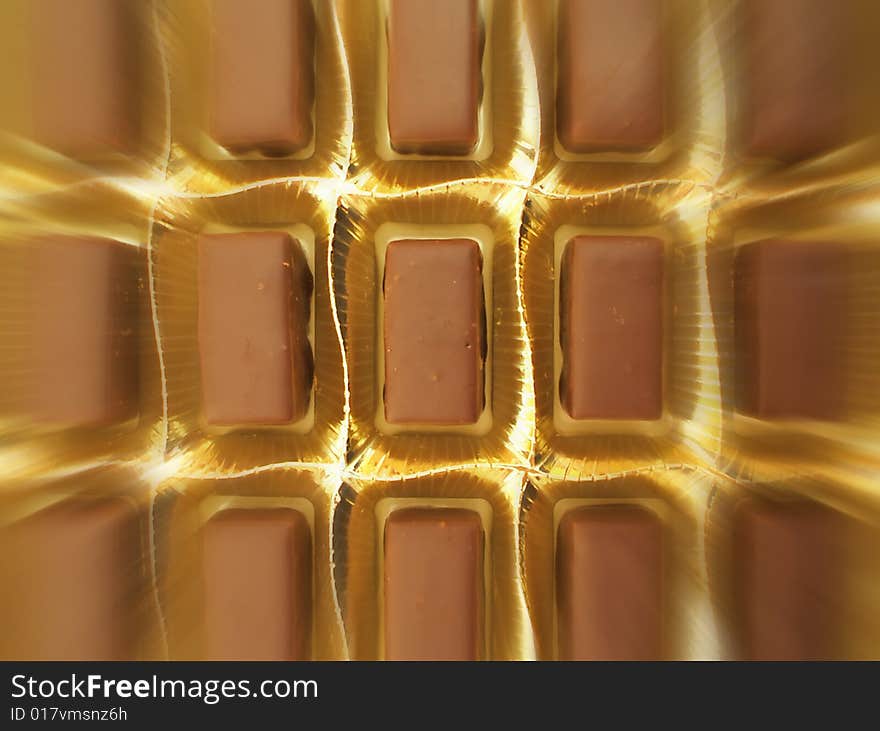 Sweet chocolates with radial blur effect