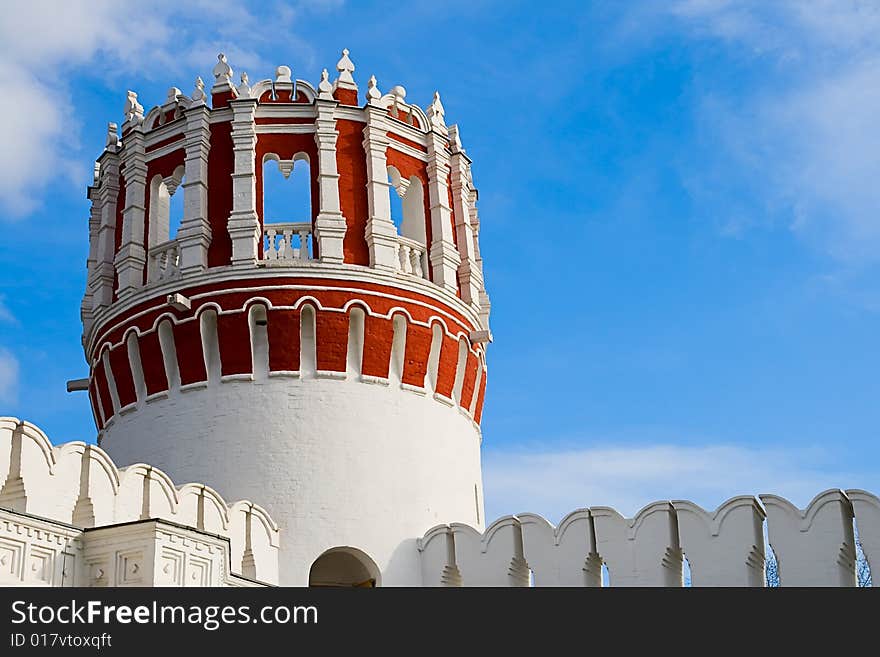 Fortification with a guard tower of an ancient orthodox monastery. Fortification with a guard tower of an ancient orthodox monastery