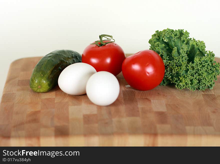 Vegetables and eggs on the table