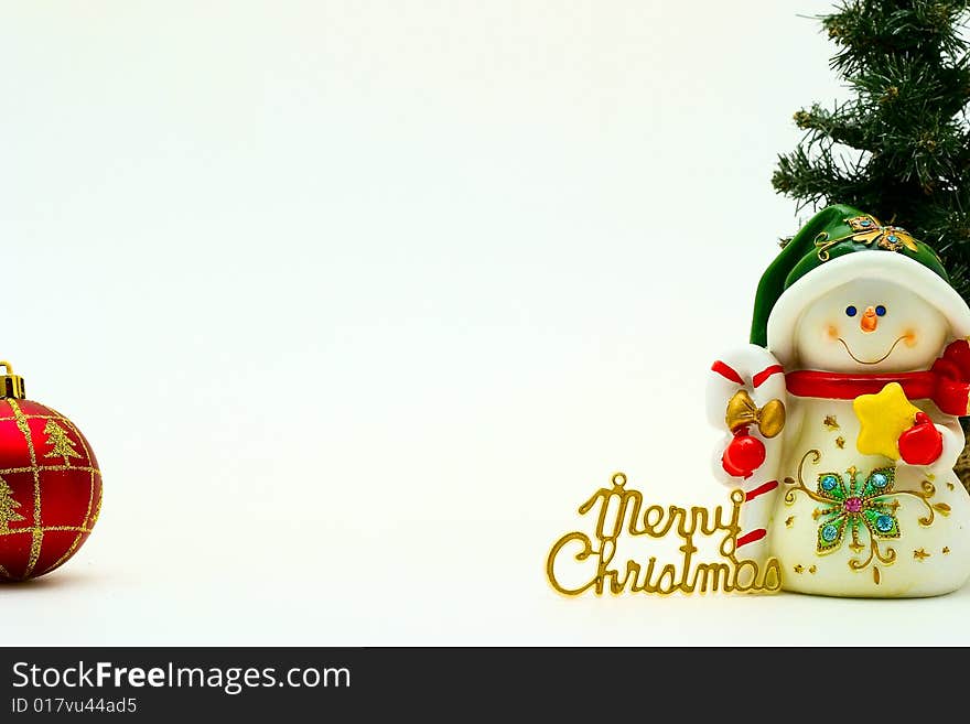 Cristmas card with snowman and cristmas-tree. Cristmas card with snowman and cristmas-tree