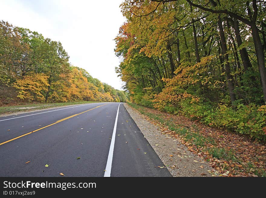 Fall in michigan on state highway 63