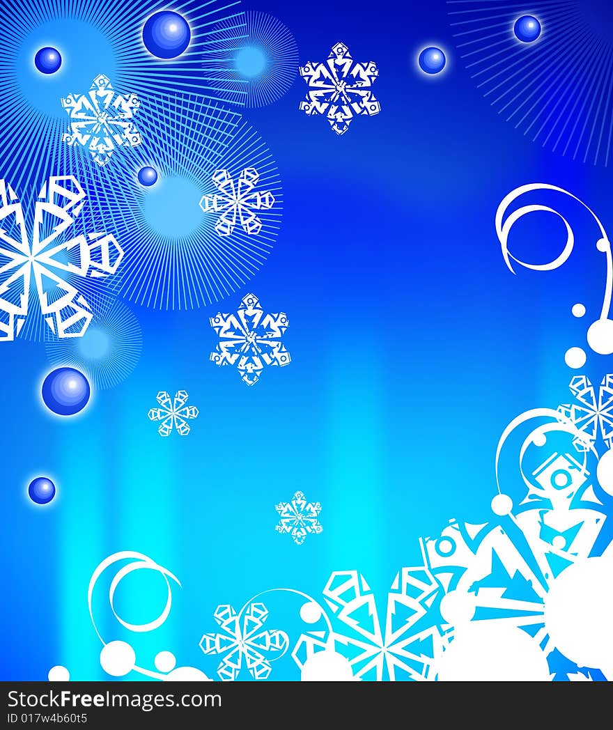 Blue christmas tree made of snows and stars. Blue christmas tree made of snows and stars