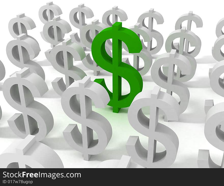 3d green dollar sign which is different from the crowd. 3d green dollar sign which is different from the crowd