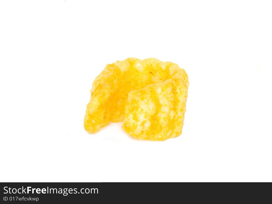 Crisp potato chips on a light background