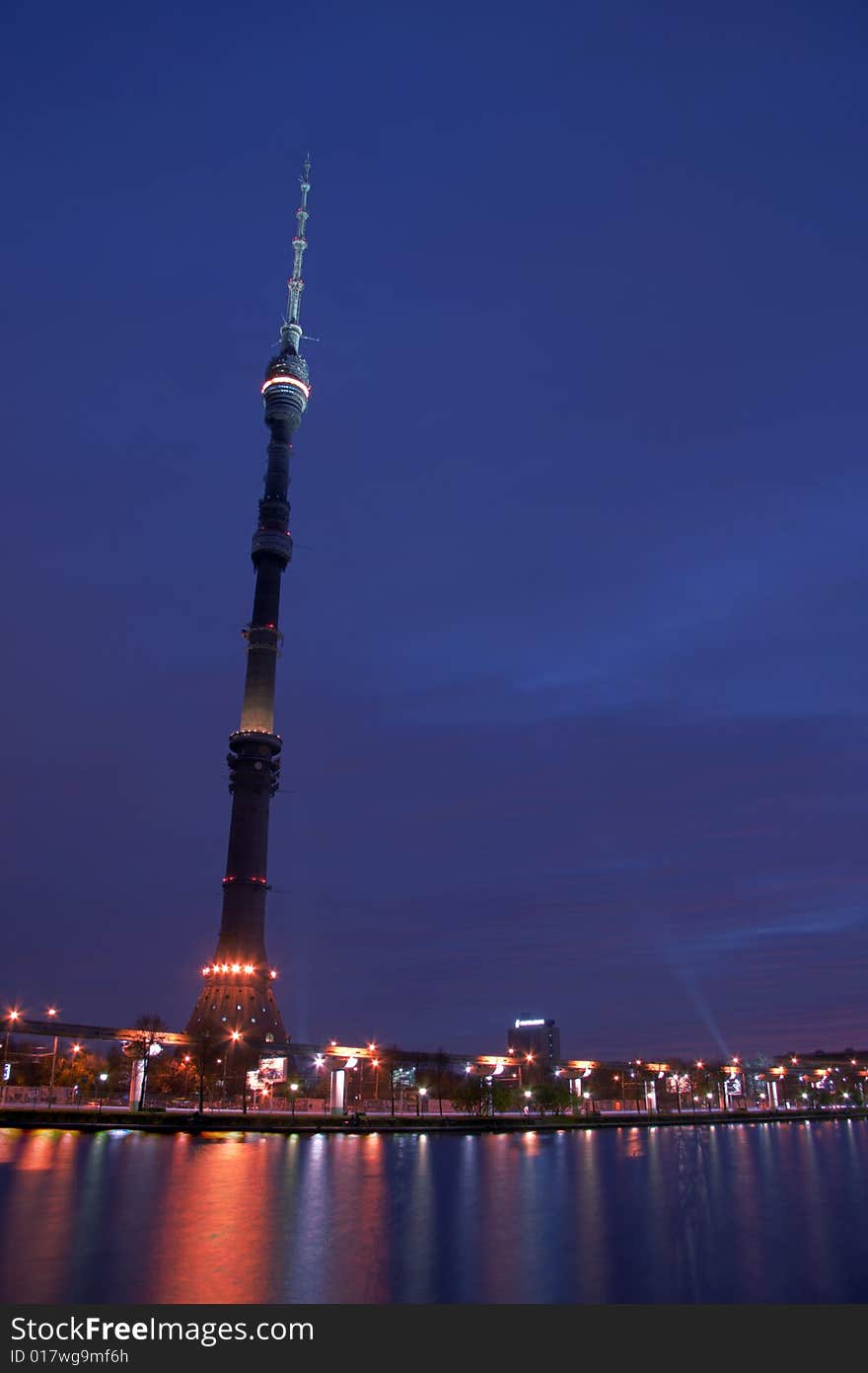 Ostankino TV tower, Moscow at night