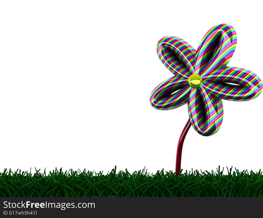 3d Illustration flower colored, flower on white background. 3d Illustration flower colored, flower on white background.