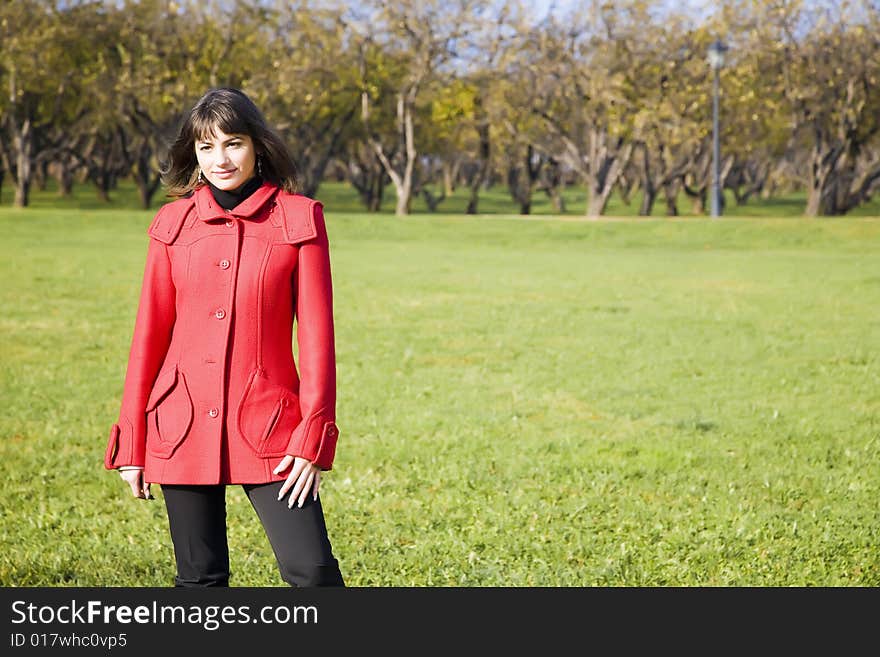 Young Woman In The Autumn Park. Young Woman In The Autumn Park