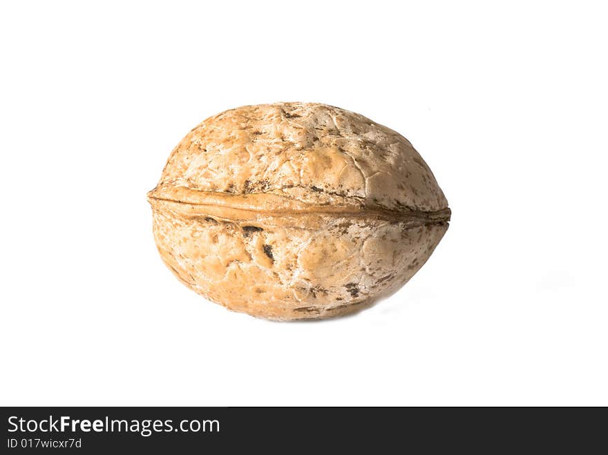 Walnuts in a shell on a white background