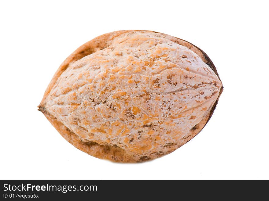 Walnuts in a shell on a white background