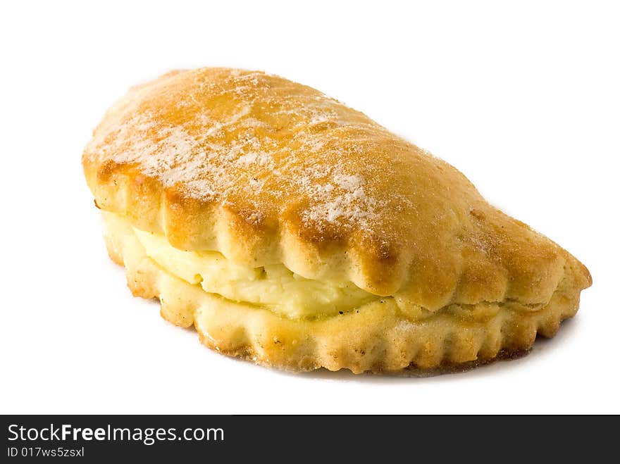 Crisp more fresh pastry on a white background