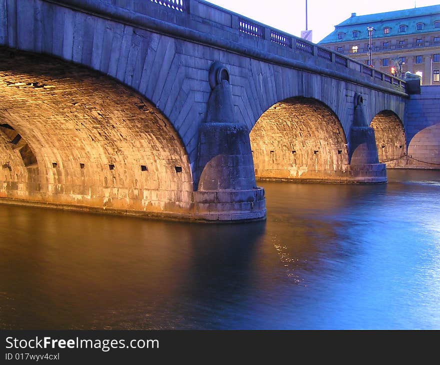 Old stone bridge in the night