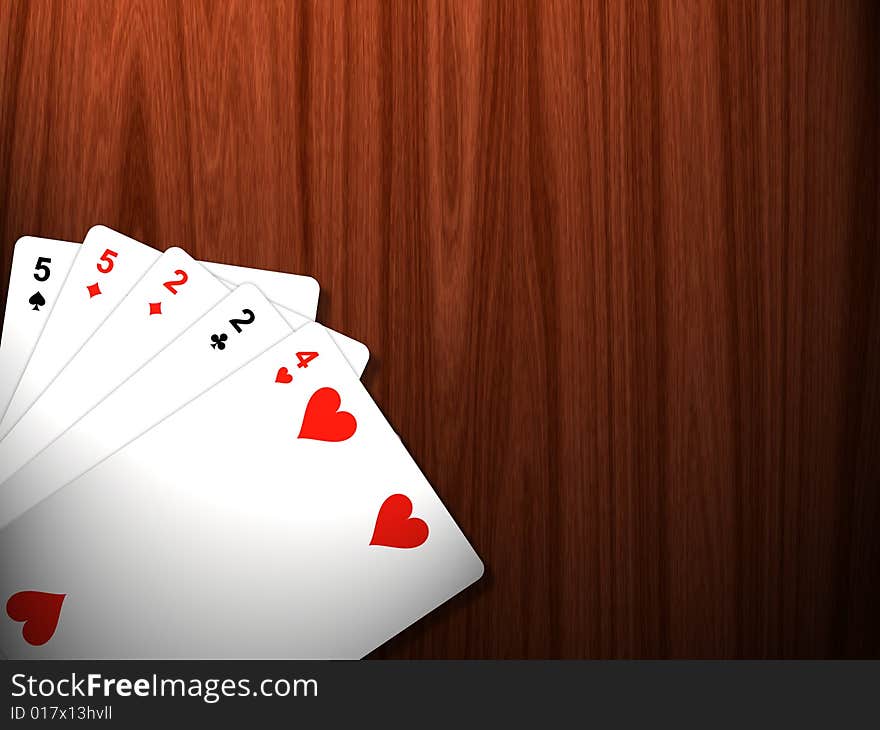 Poker hand with two pairs. Poker hand with two pairs