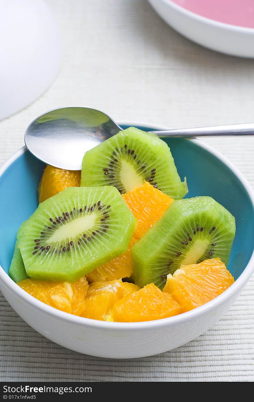 Dessert of kiwi and orange