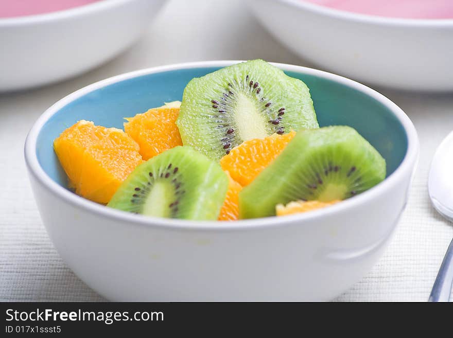 Dessert of kiwi and orange