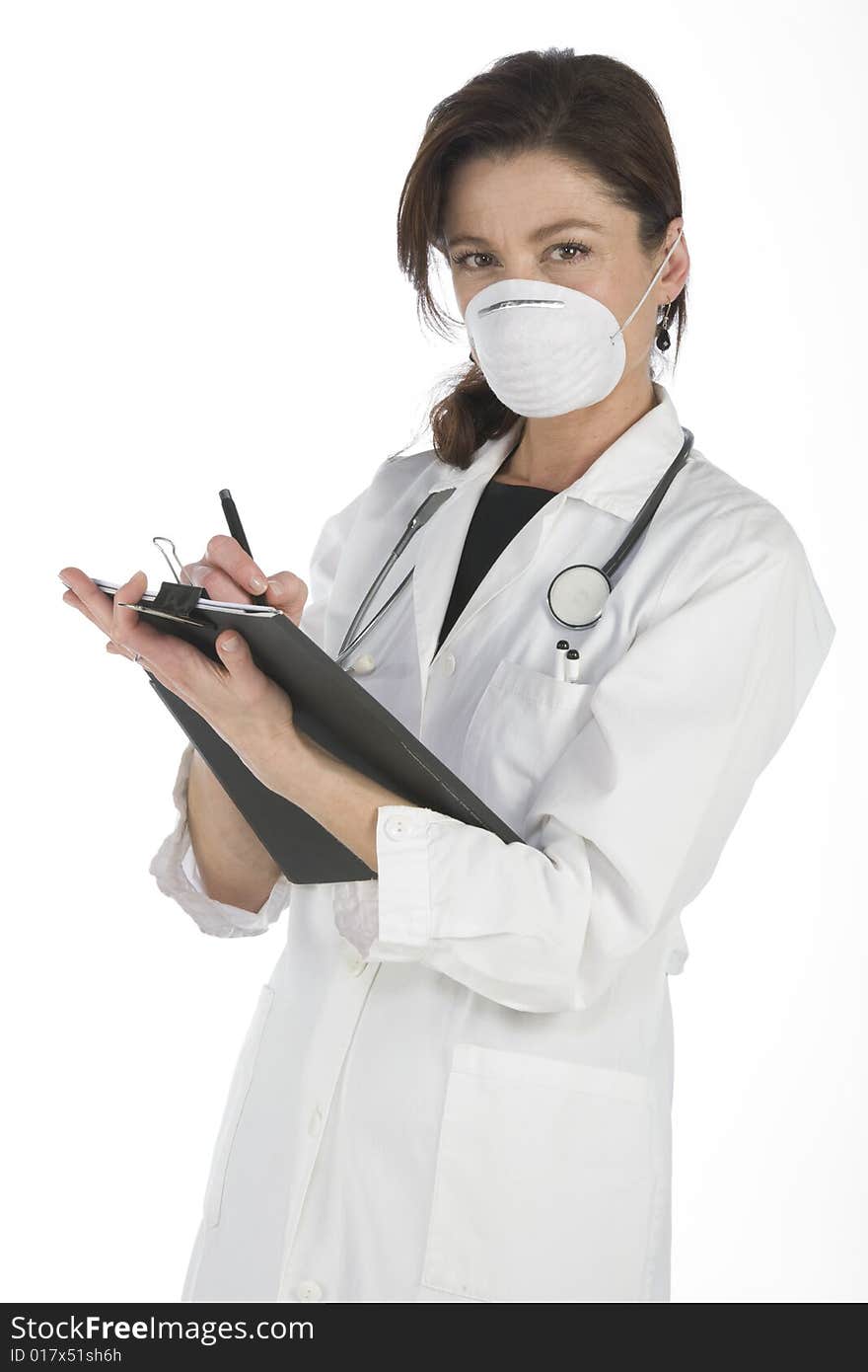 Doctor with book on the white background. Doctor with book on the white background