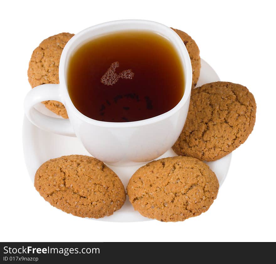 Tea with five cookies