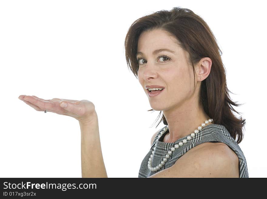 Portrait of  businesswoman gesturing, isolated on white. Portrait of  businesswoman gesturing, isolated on white