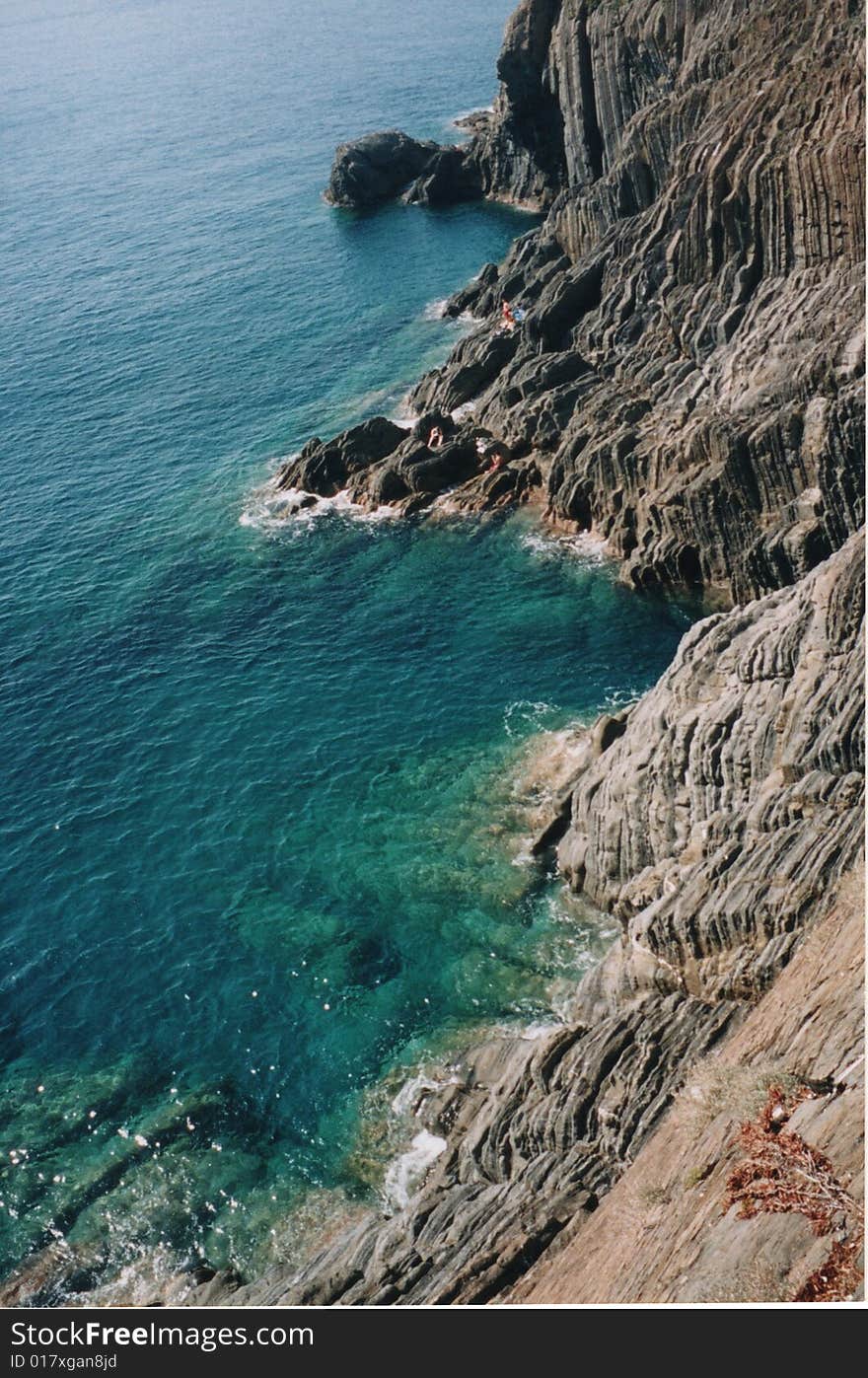 Rock cliff coastline in Cinque Terre, Italy. Rock cliff coastline in Cinque Terre, Italy