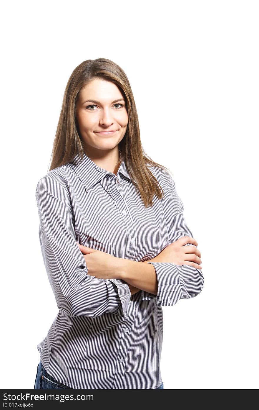 A young attractive business woman in the studio