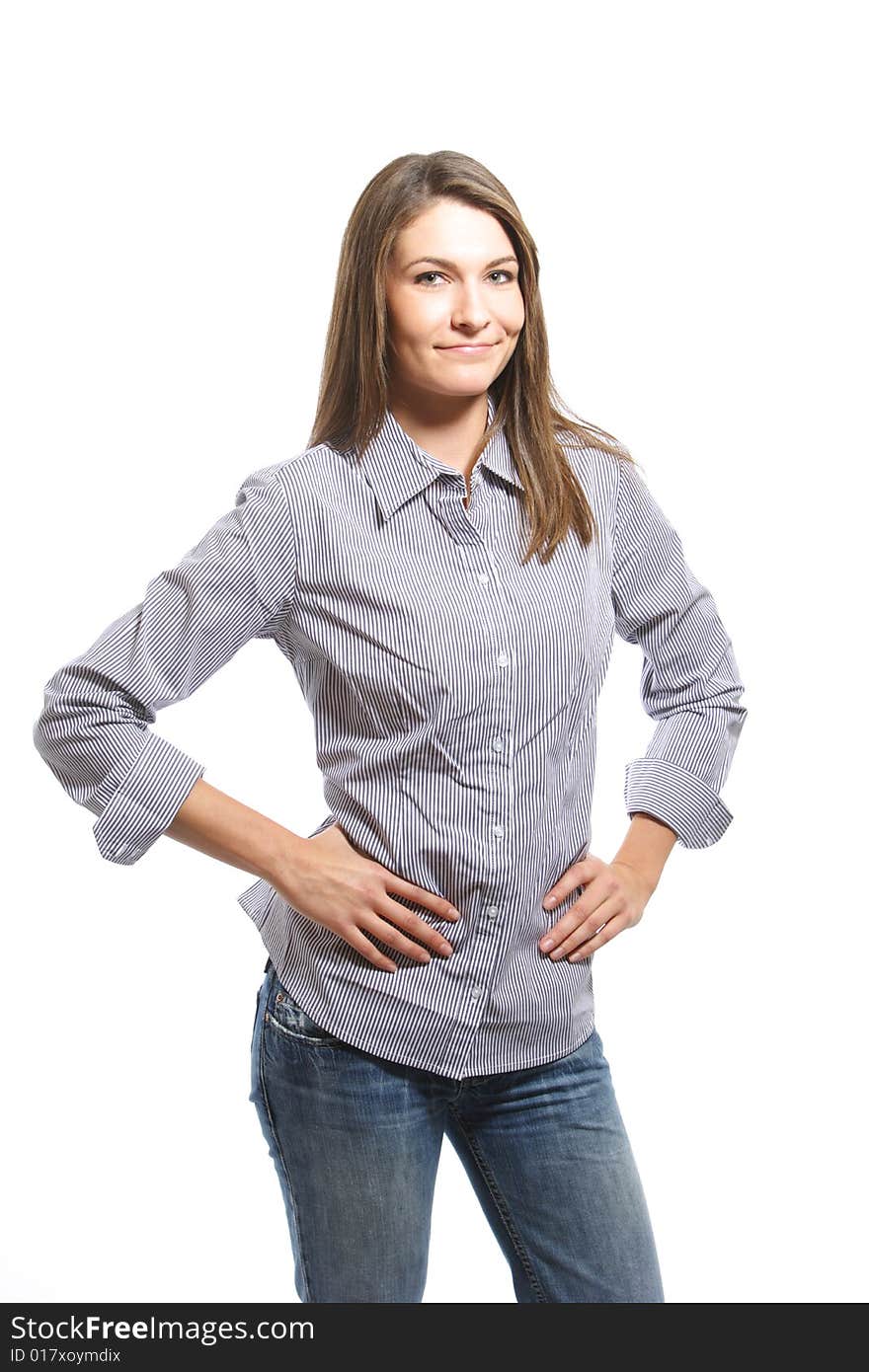 A young attractive business woman in the studio