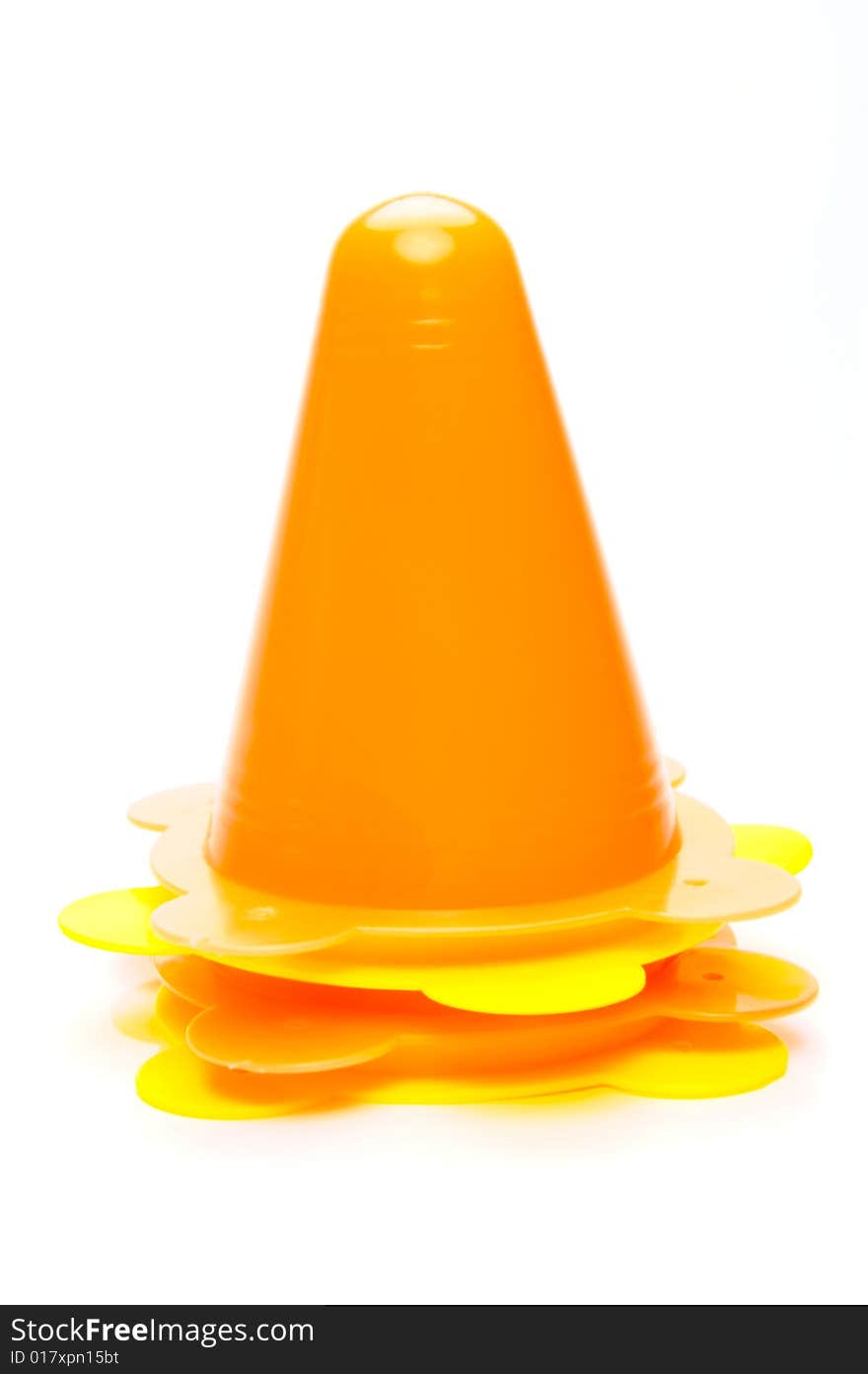 Traffic cones isolated against a white background