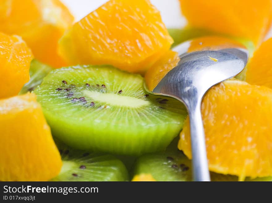 Dessert of kiwi and orange