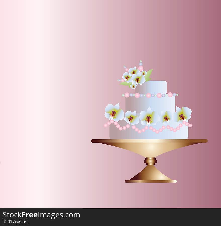 Illustration of a cake on purple background. Illustration of a cake on purple background