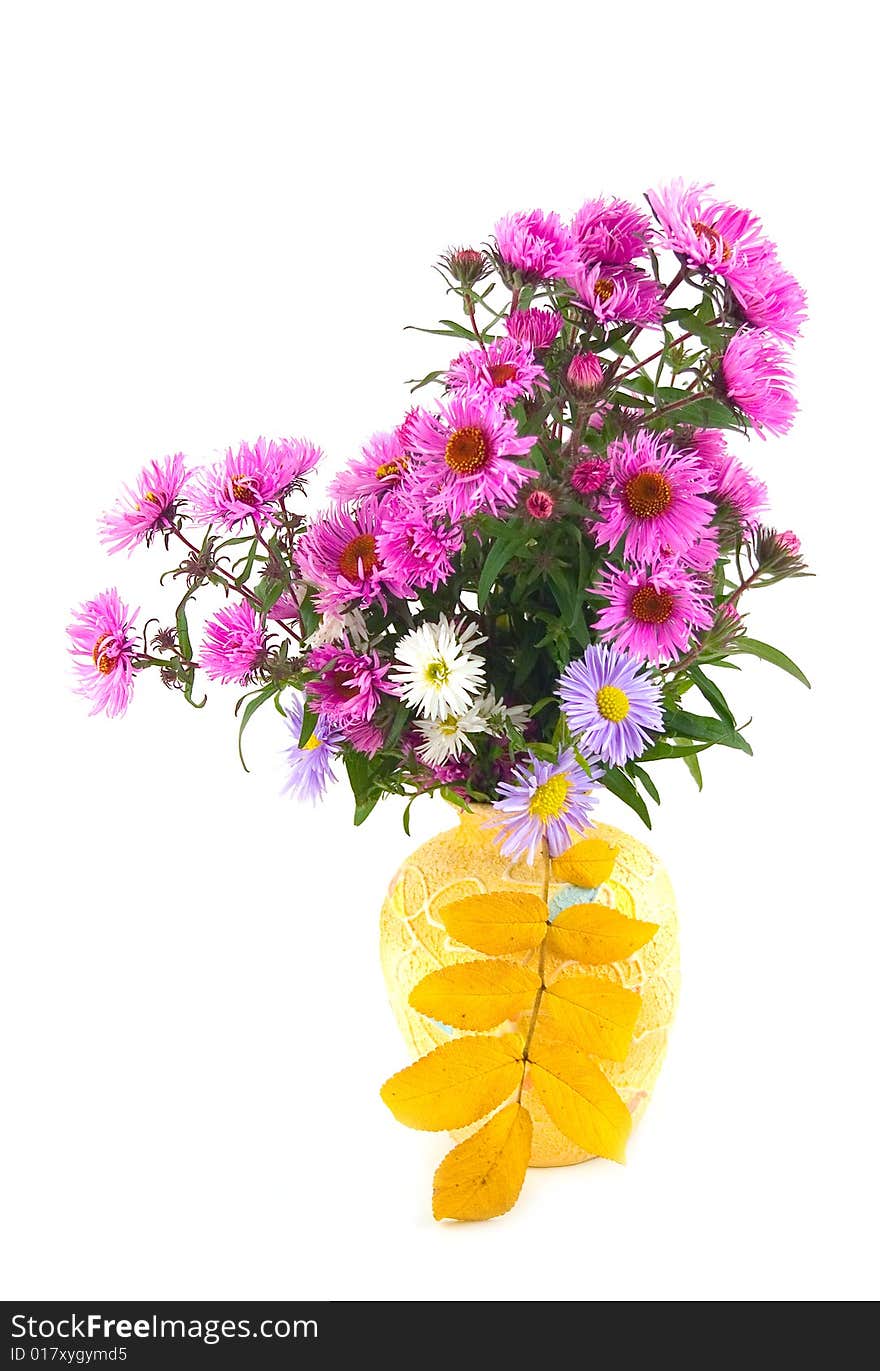 Flowers in yellow vase