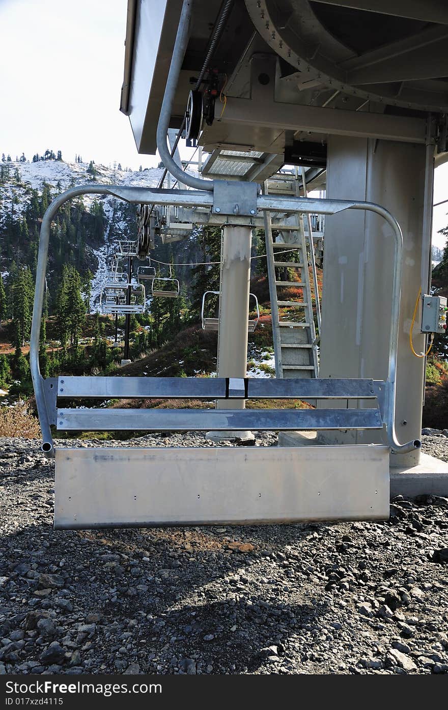 Ski lifts in a row