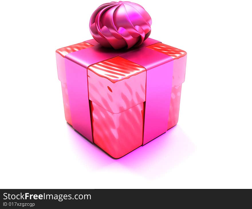 3d render of gift, present box wrapped in ribbons, red