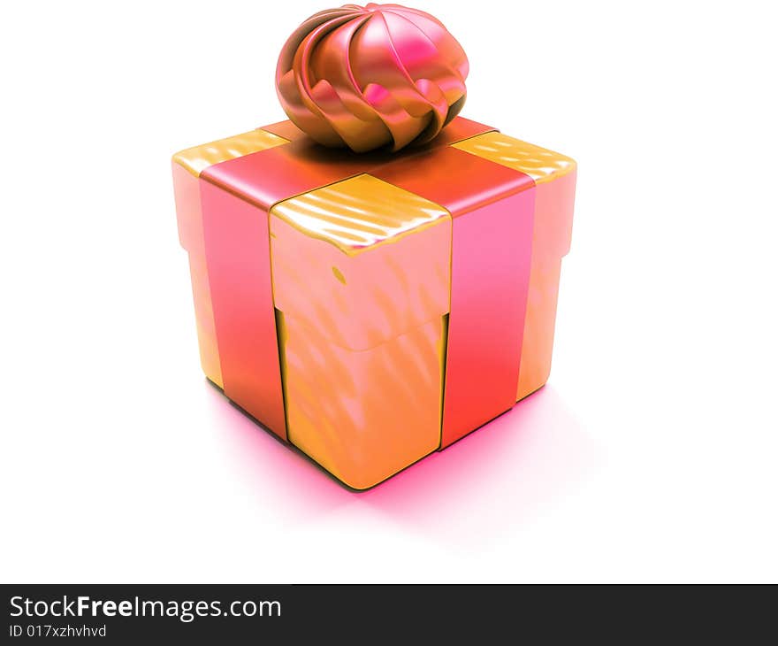 3d render of gift, present box wrapped in ribbons, red