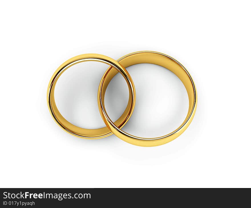 3d isolated gold wedding rings