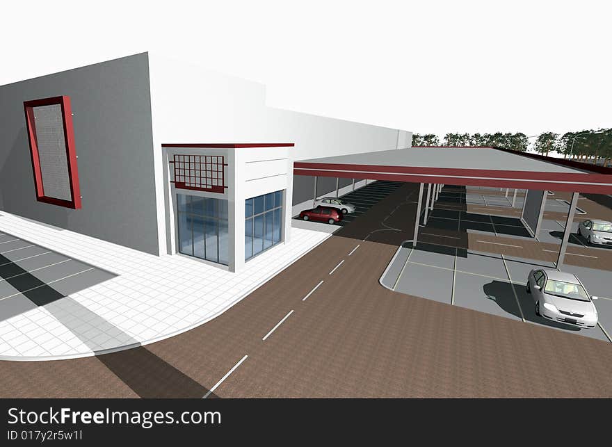 3D render of modern business center