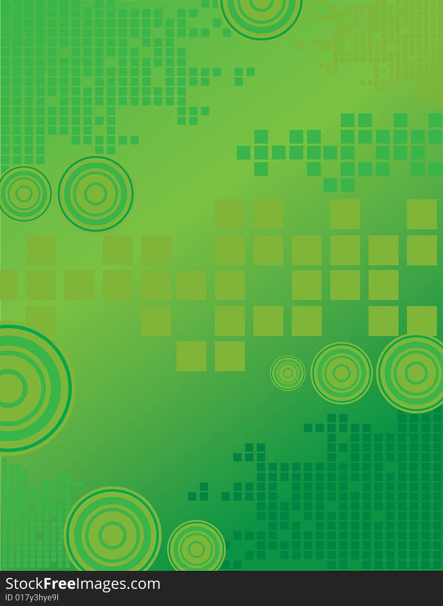 The vector illustration contains the image of green circles