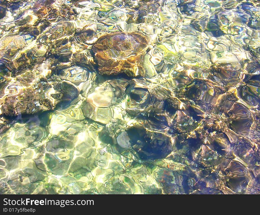 Transparent sunny seawater