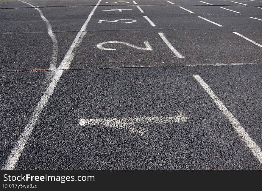 Old racing track. White numbers on black background