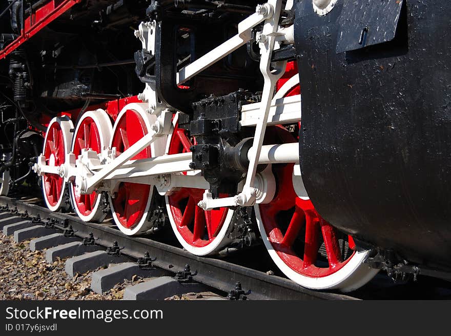 Wheels of vintage steam locomotive