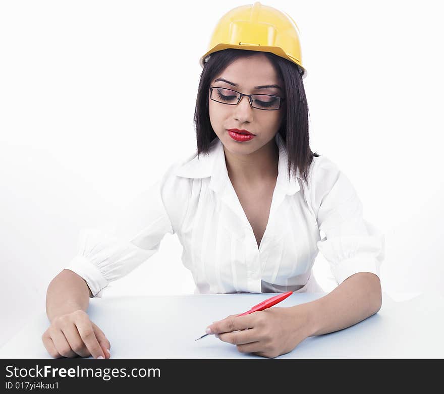 A young asian female engineer of indian origin