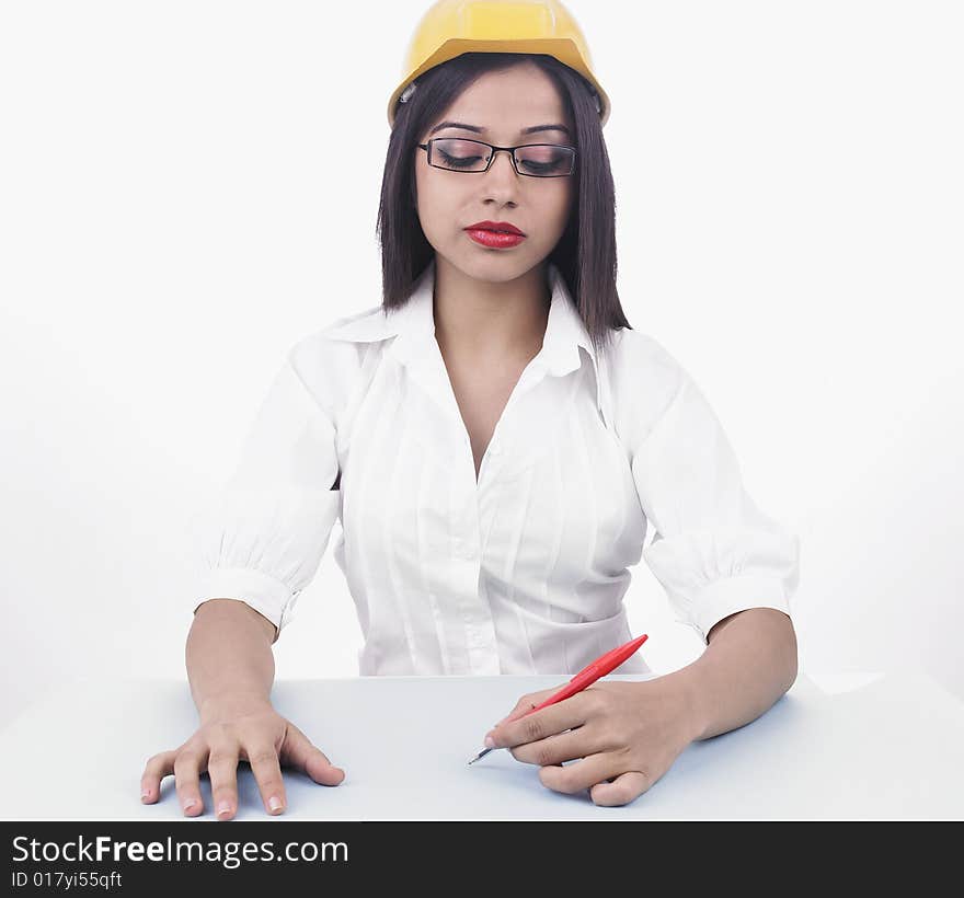 A female civil engineer of indian origin. A female civil engineer of indian origin