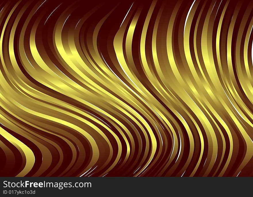 Golden wavy background, vector illustration. Golden wavy background, vector illustration