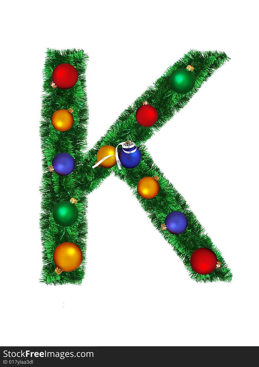 Christmas alphabet isolated on a white background - K. Christmas alphabet isolated on a white background - K