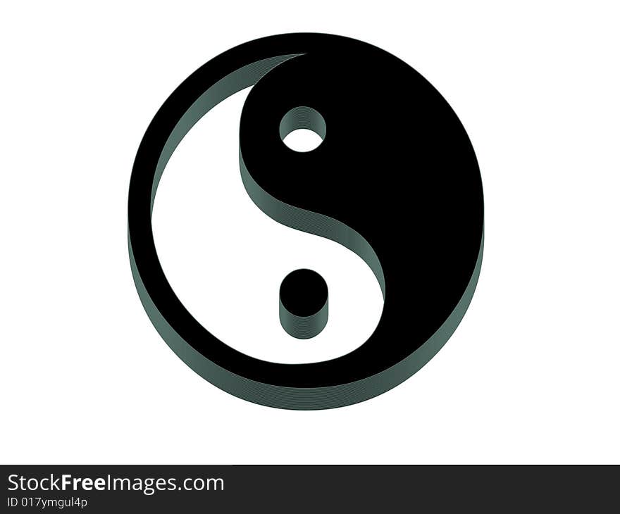 Yin Yang Icon. 3D with reflect.