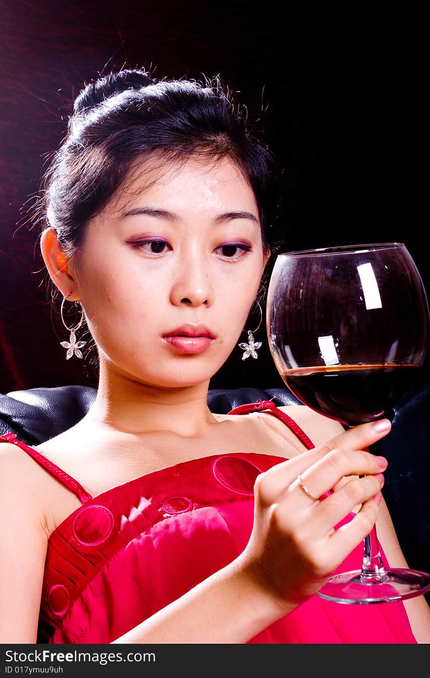 Girl and red wine